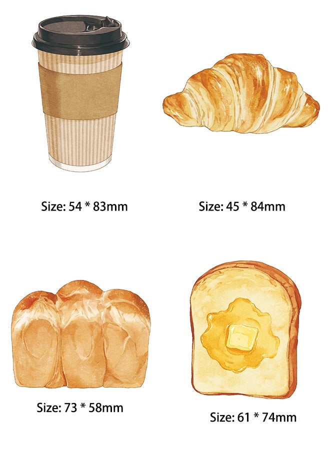 4 Pack Sticky Notes Stickers, Cute Bread and Coffee Shapes, Self-Stick Memo Pads with Cartoon Markers, Flags and Tabs, Ideal for Students, Home, Office, School and Roommates (120 Sheets) - Image 3